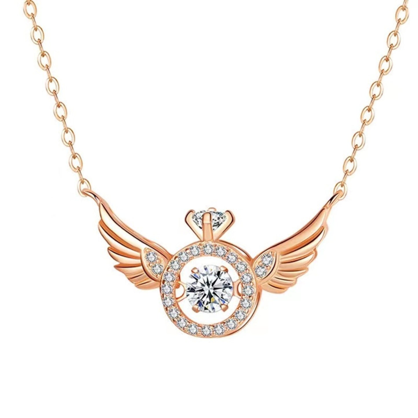 Pink Angel Wings Pendant Necklace,Cute Tiny Guardian Angel Charm Necklace,Dainty Simple Minimalist Necklace for Women