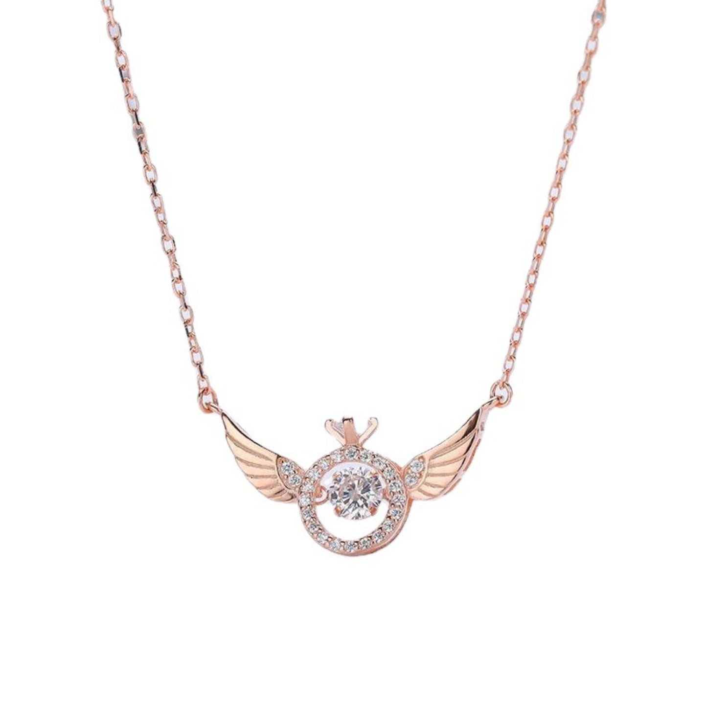 Pink Angel Wings Pendant Necklace,Cute Tiny Guardian Angel Charm Necklace,Dainty Simple Minimalist Necklace for Women