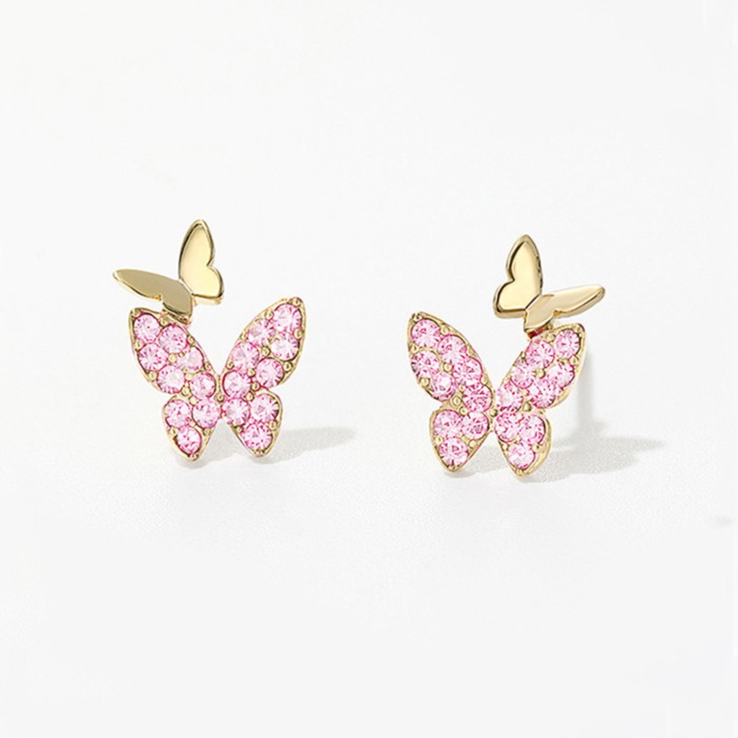 Sparkle Glass Crystal Gemstone Butterfly Stud Earring, Anniversary Birthday Butterfly Jewelry Gifts for Women Grils