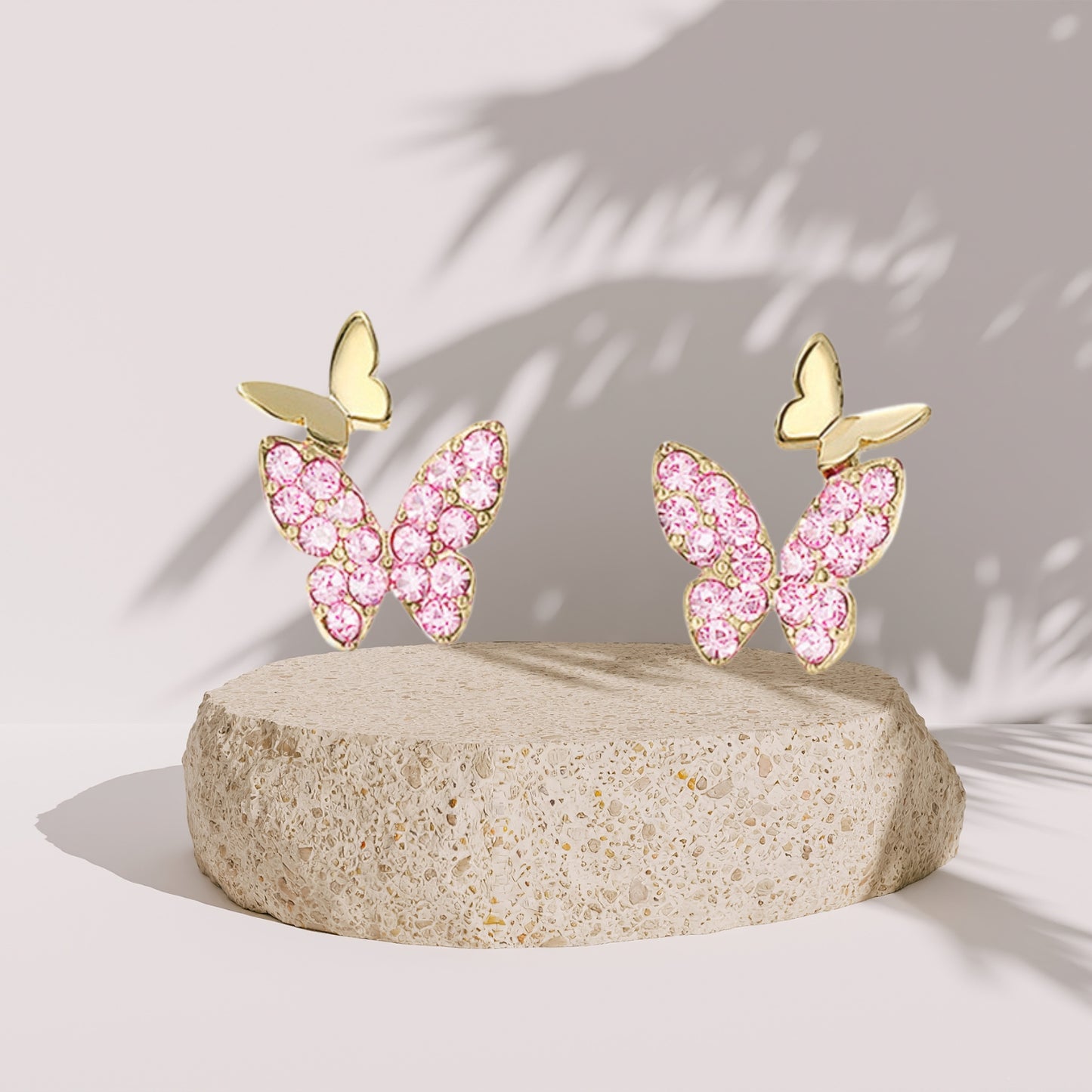 Sparkle Glass Crystal Gemstone Butterfly Stud Earring, Anniversary Birthday Butterfly Jewelry Gifts for Women Grils