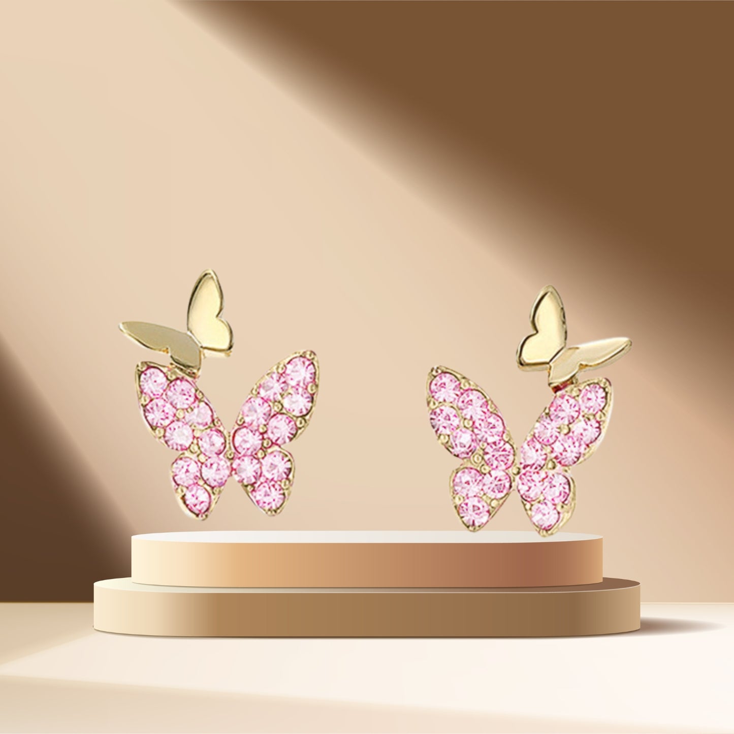 Sparkle Glass Crystal Gemstone Butterfly Stud Earring, Anniversary Birthday Butterfly Jewelry Gifts for Women Grils