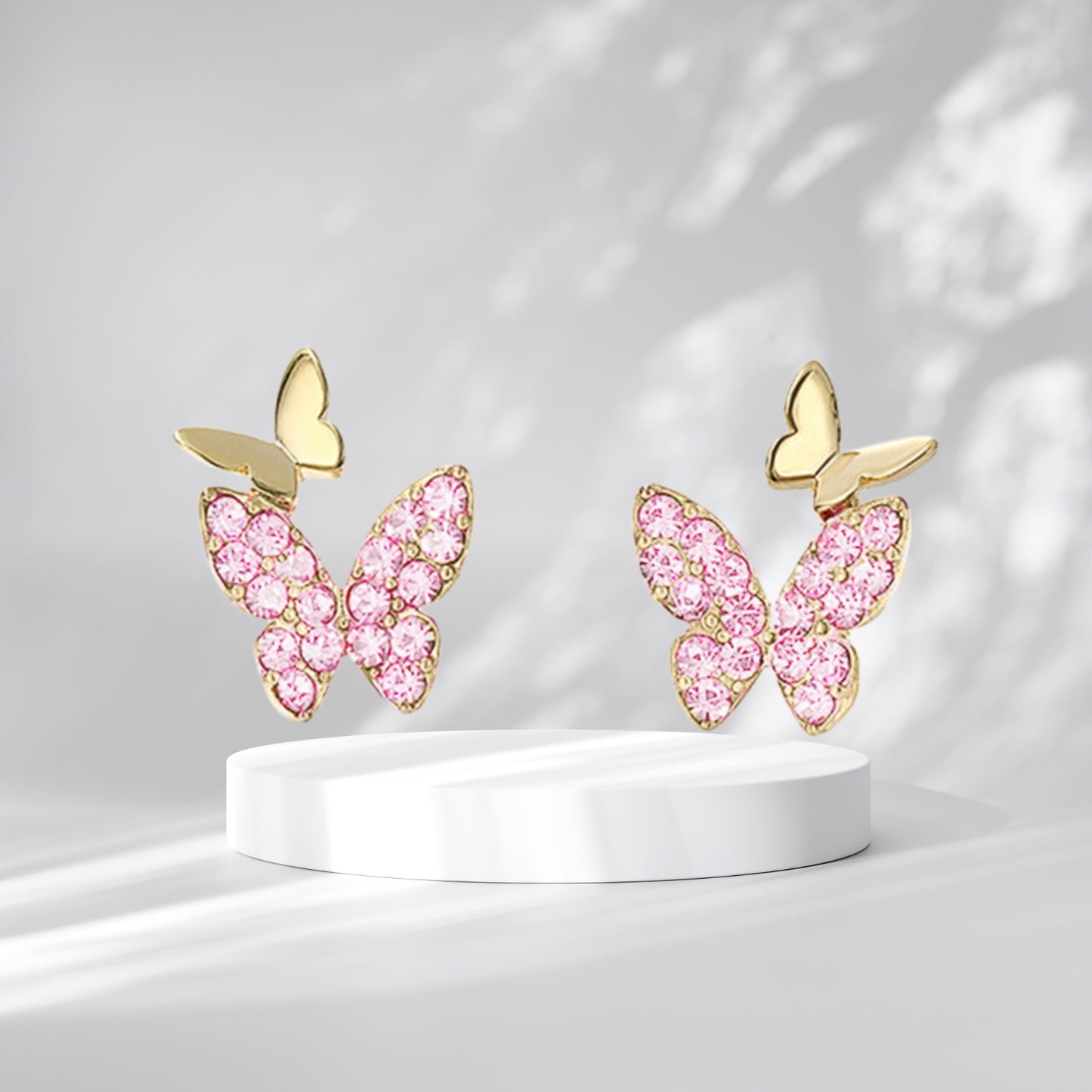 Sparkle Glass Crystal Gemstone Butterfly Stud Earring, Anniversary Birthday Butterfly Jewelry Gifts for Women Grils