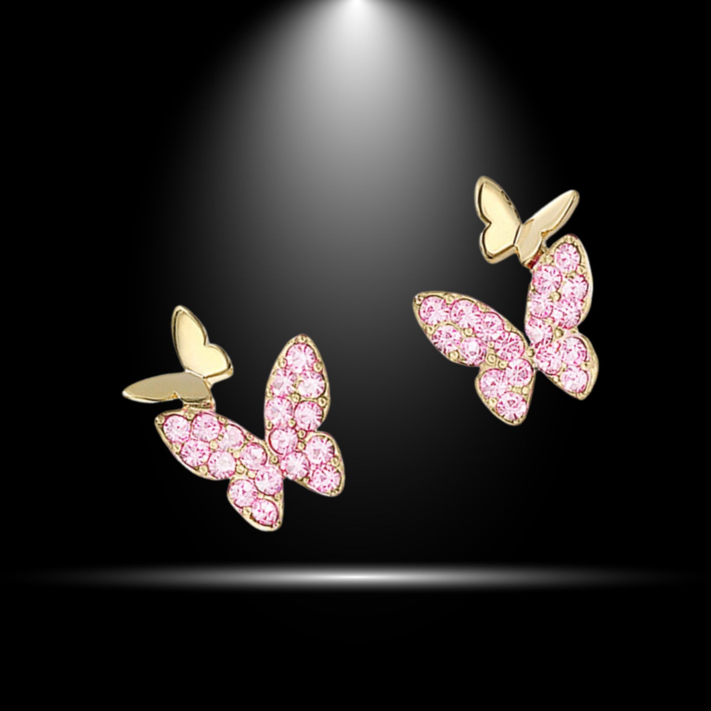 Sparkle Glass Crystal Gemstone Butterfly Stud Earring, Anniversary Birthday Butterfly Jewelry Gifts for Women Grils