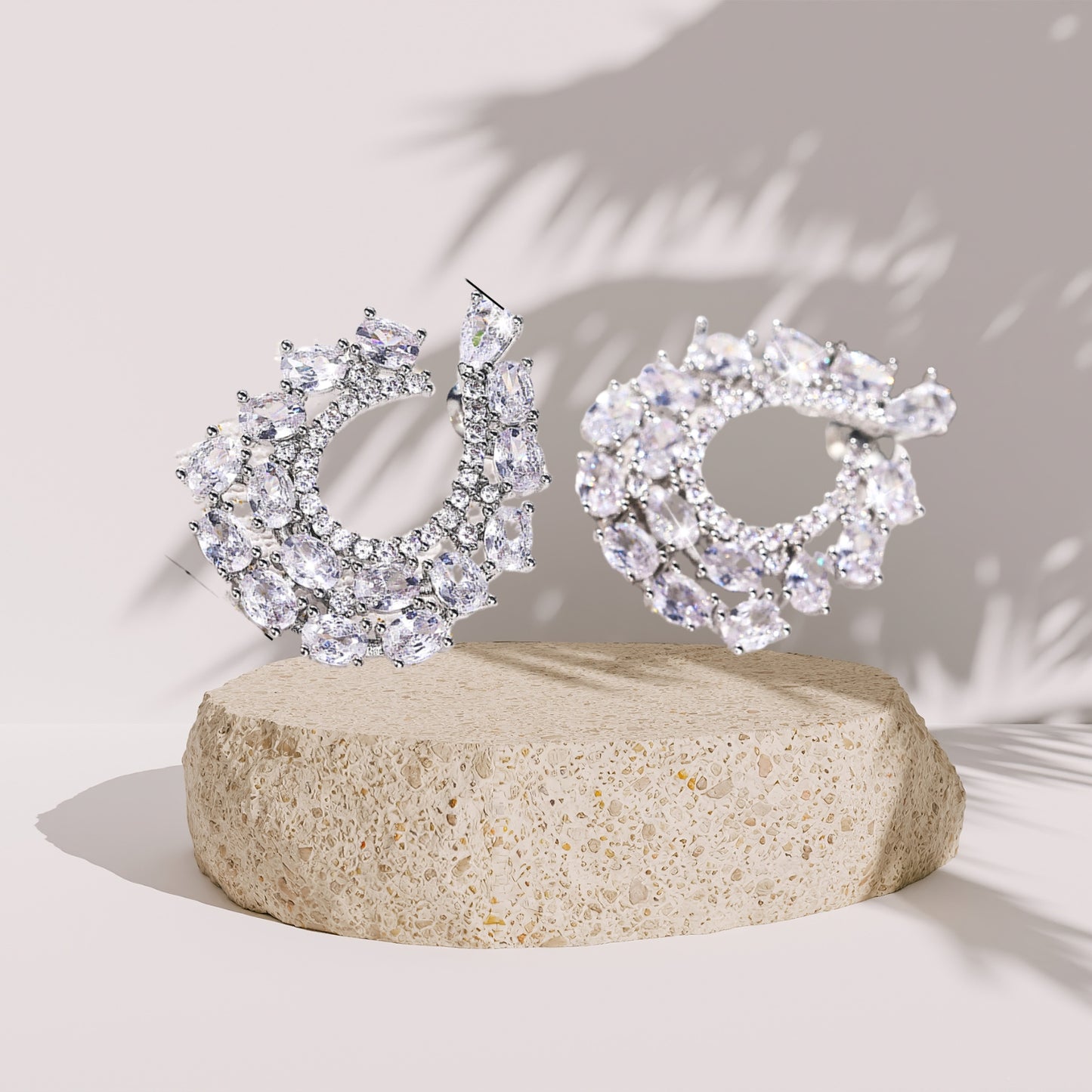 Cluster Earrings for Women Gorgeous Marquis-Cut Cubic Zirconia Bridal Wedding Banquet Stud Earrings for Bride Bridesmaids