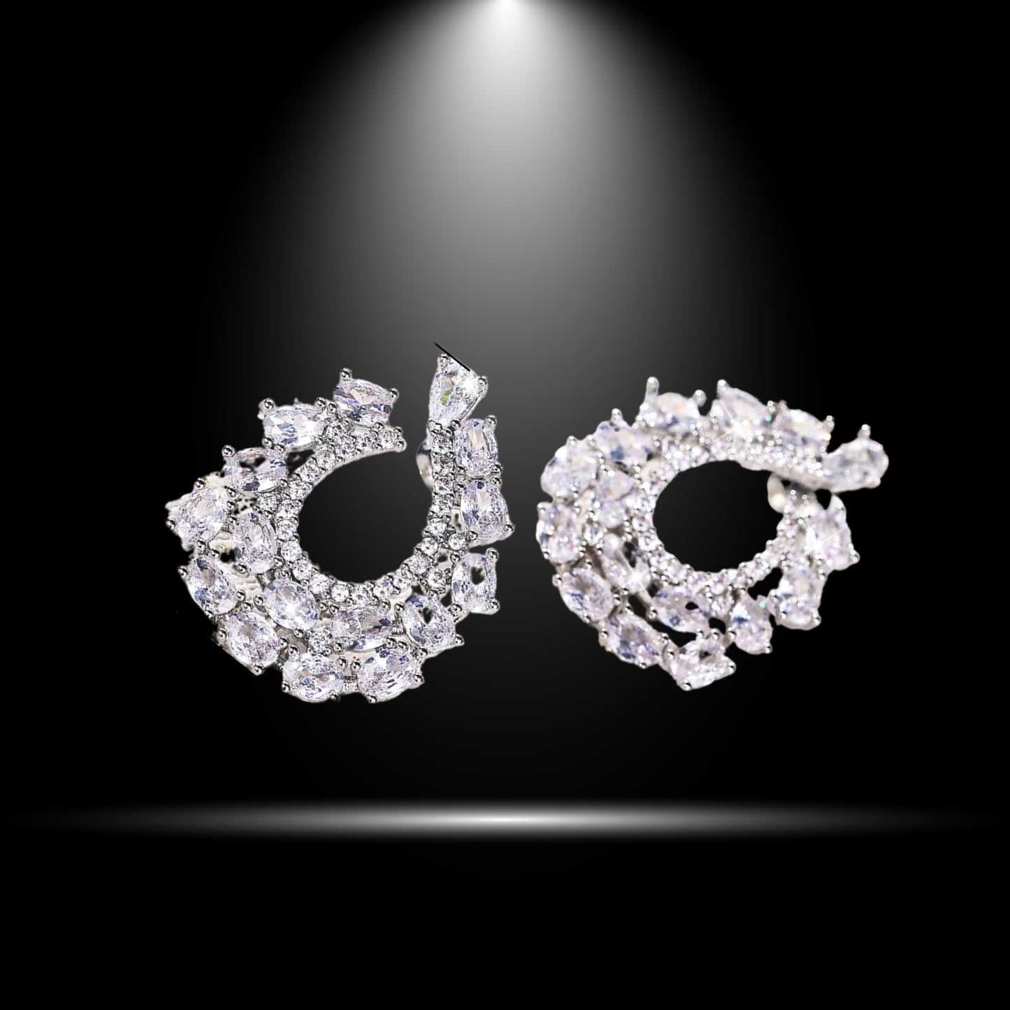 Cluster Earrings for Women Gorgeous Marquis-Cut Cubic Zirconia Bridal Wedding Banquet Stud Earrings for Bride Bridesmaids