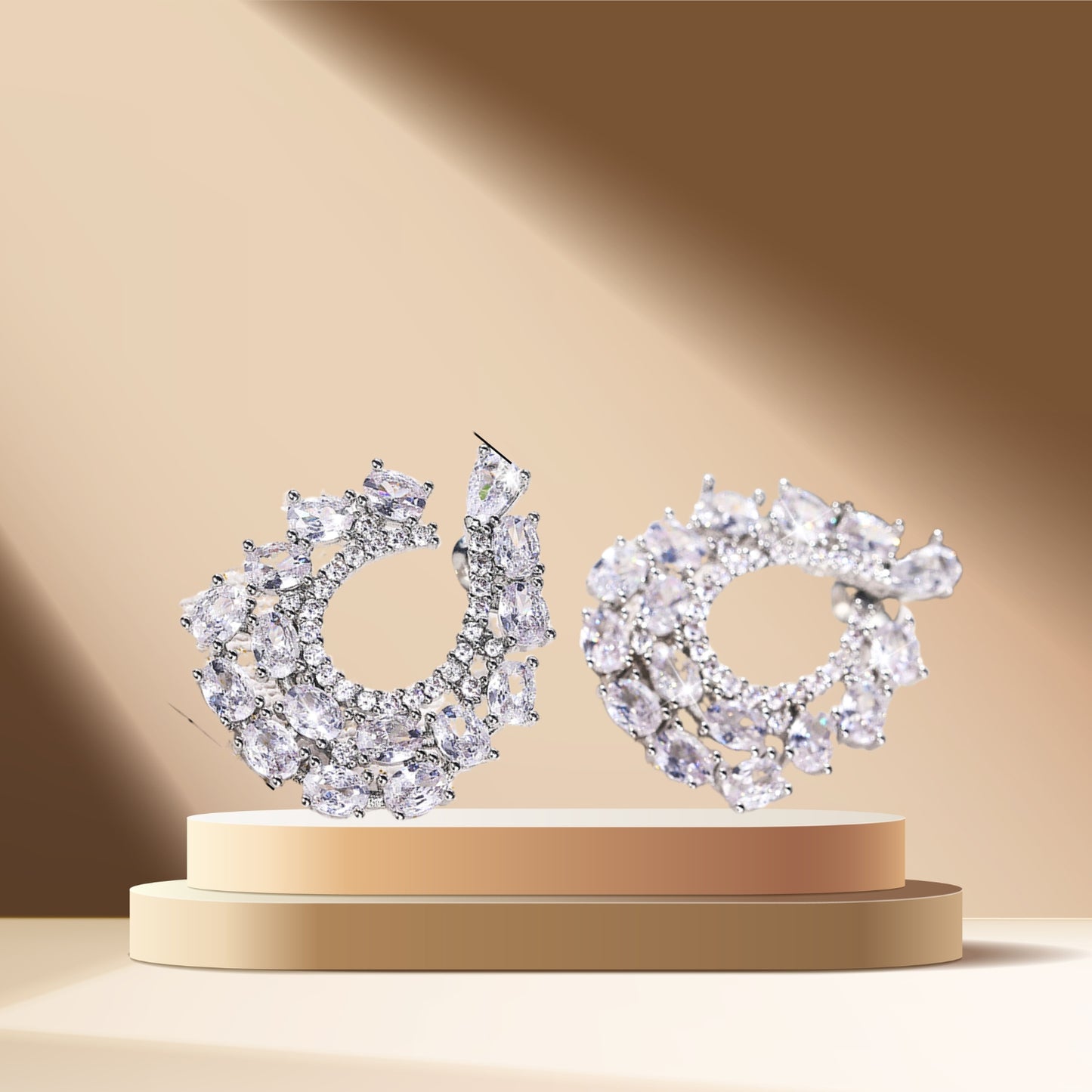 Cluster Earrings for Women Gorgeous Marquis-Cut Cubic Zirconia Bridal Wedding Banquet Stud Earrings for Bride Bridesmaids