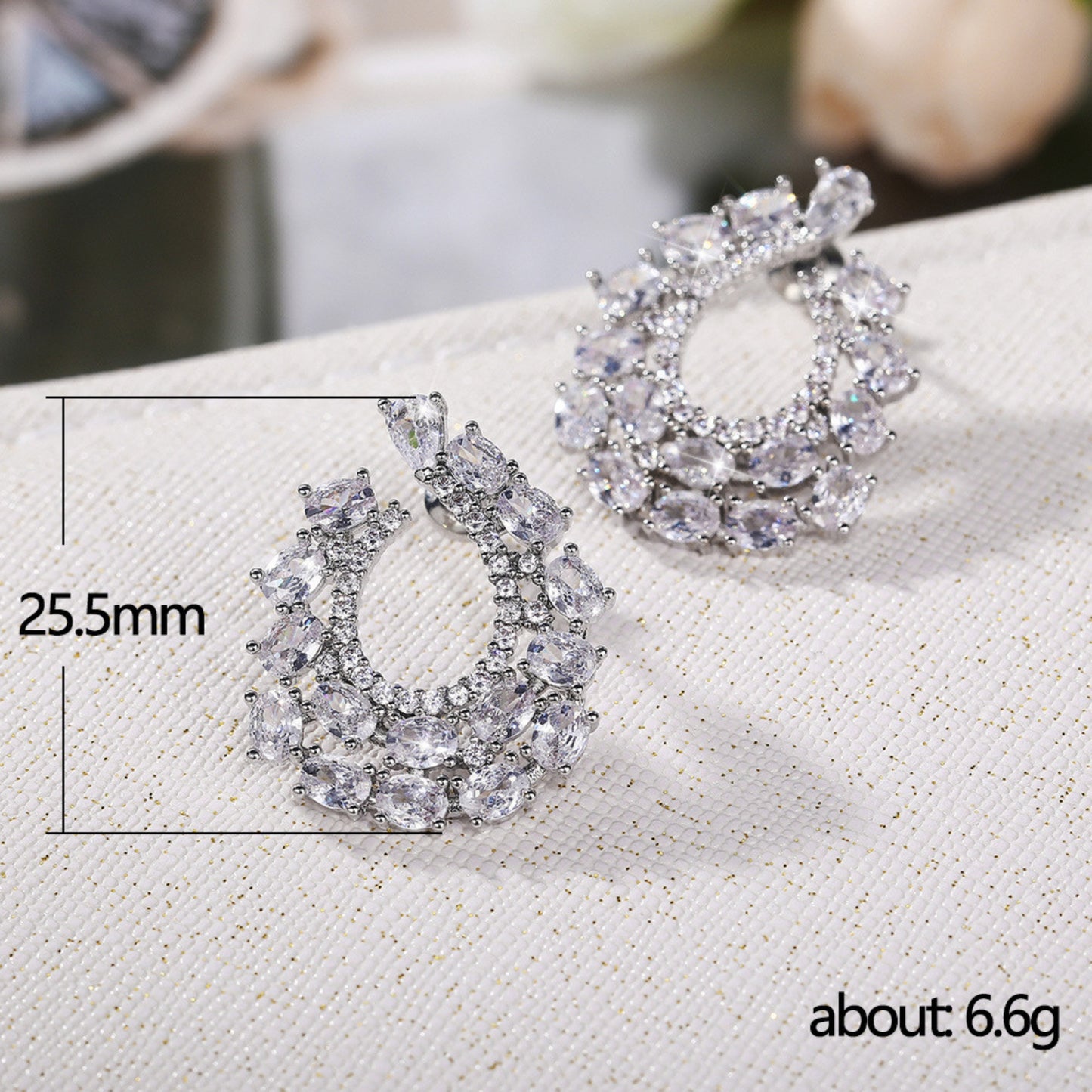 Cluster Earrings for Women Gorgeous Marquis-Cut Cubic Zirconia Bridal Wedding Banquet Stud Earrings for Bride Bridesmaids