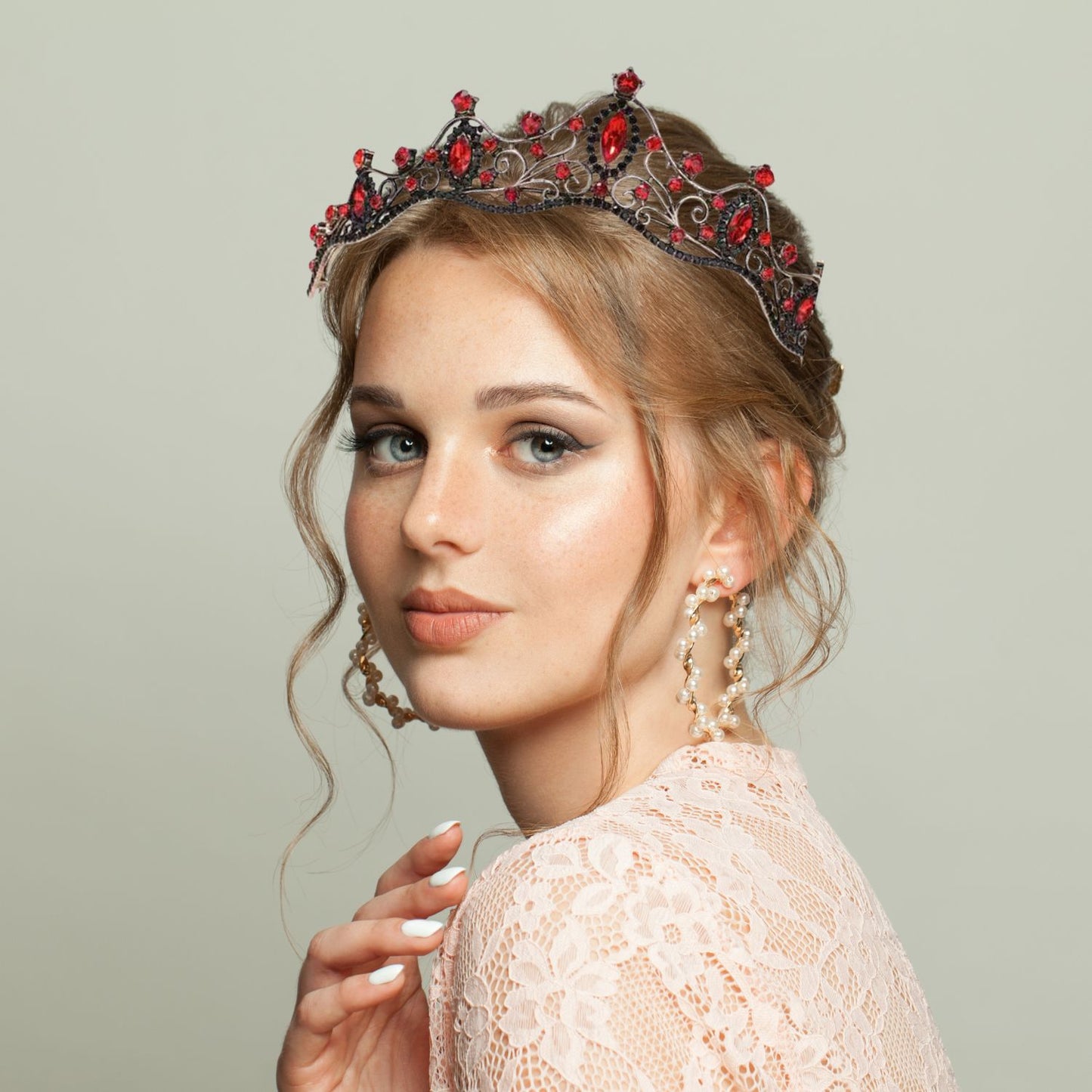 Gothic Red Tiara For Women - Rhinestone Headband For Princess Girls,Bridal Hair Accessories For Weddings Birthday