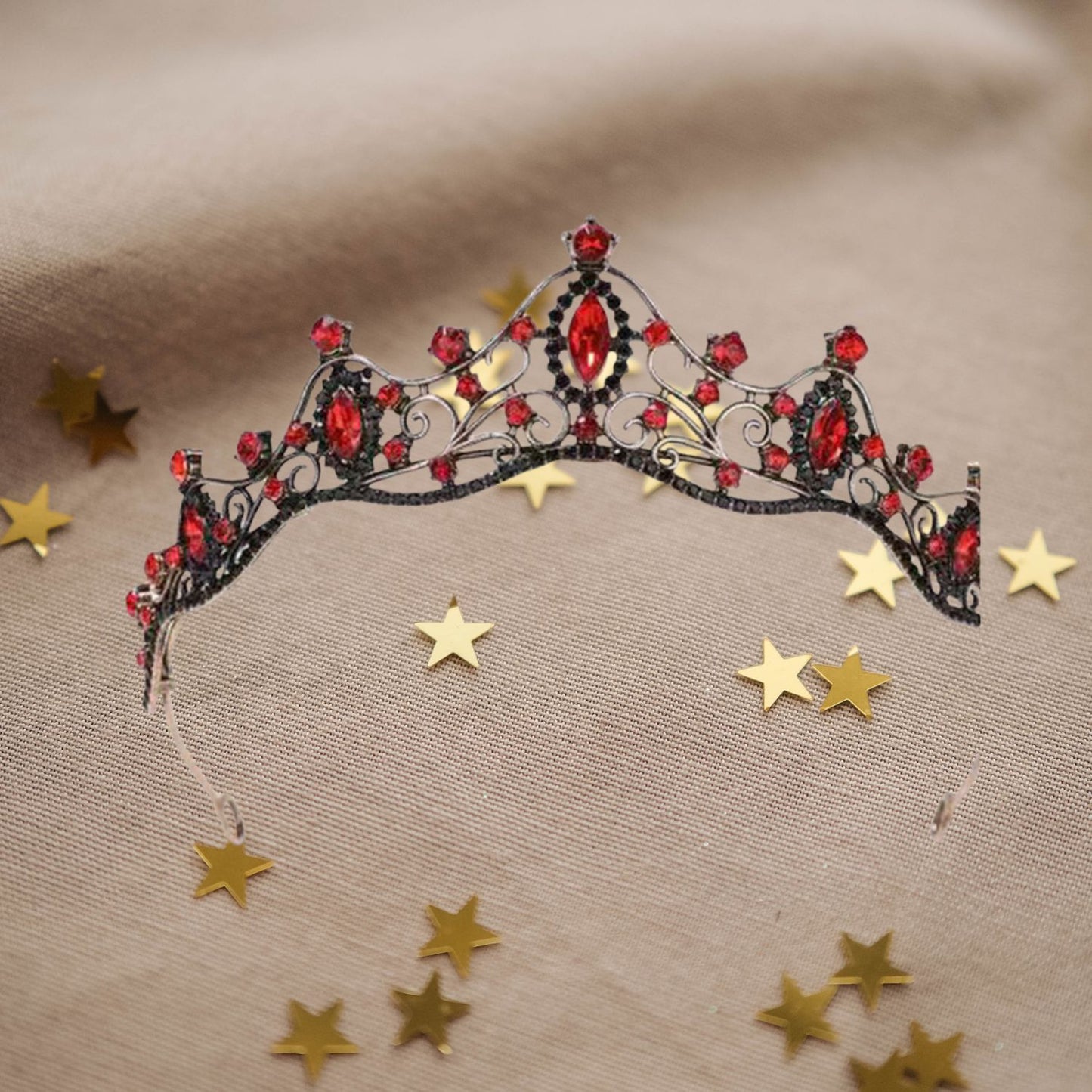 Gothic Red Tiara For Women - Rhinestone Headband For Princess Girls,Bridal Hair Accessories For Weddings Birthday