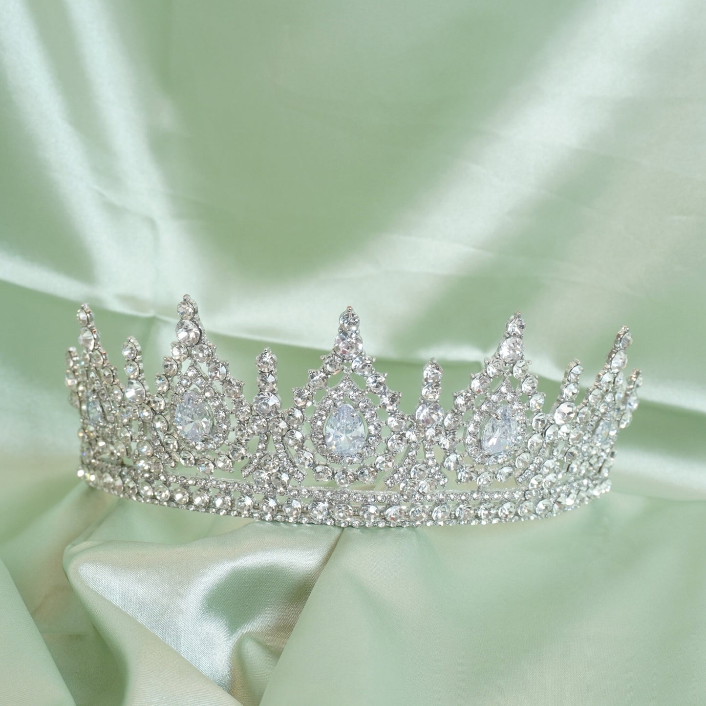 Baroque Queen Tiara for Wedding Pageant Prom Headpieces crown, Silver Crystal Headdress