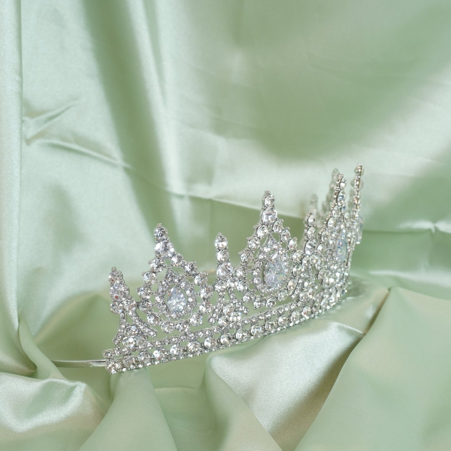 Baroque Queen Tiara for Wedding Pageant Prom Headpieces crown, Silver Crystal Headdress