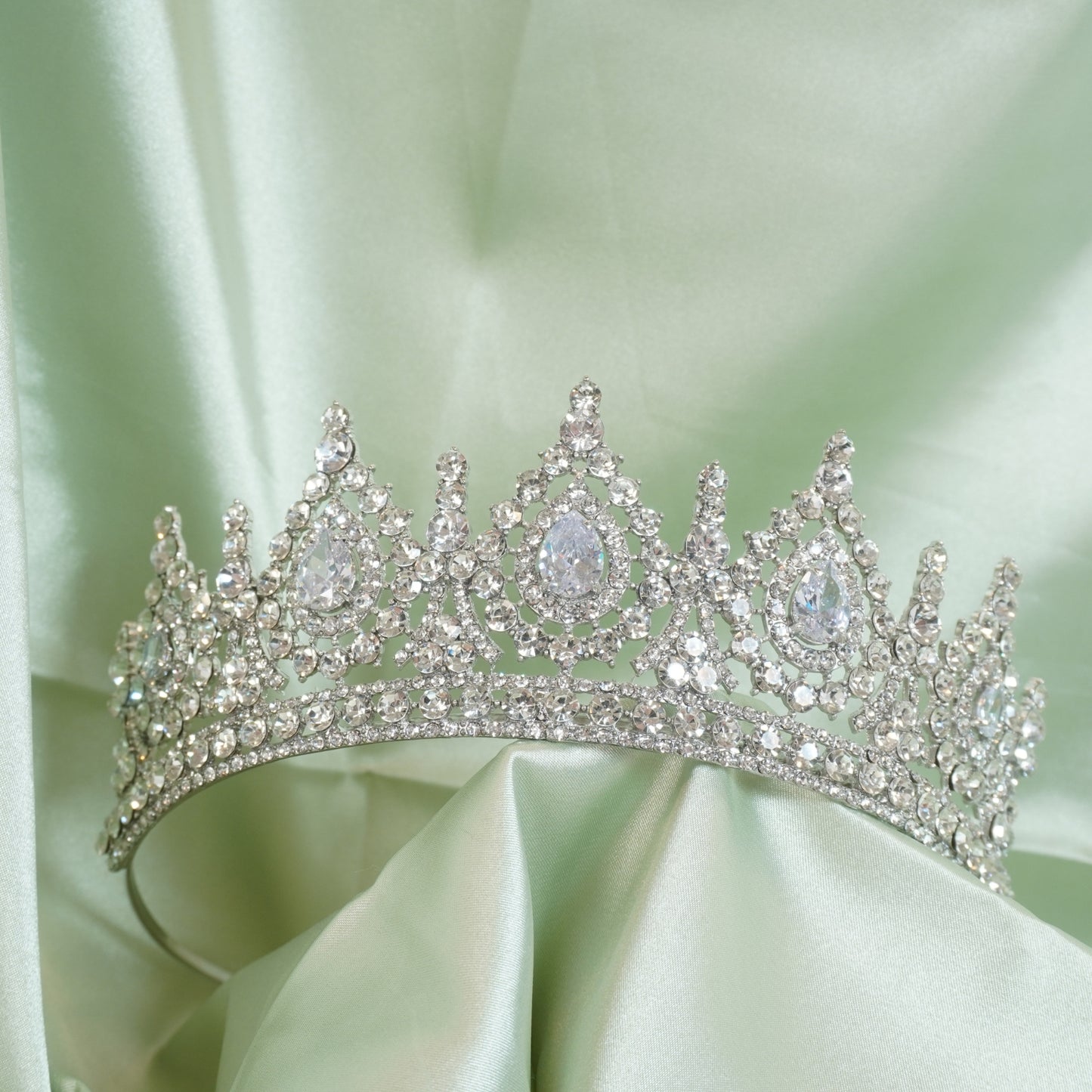 Baroque Queen Tiara for Wedding Pageant Prom Headpieces crown, Silver Crystal Headdress