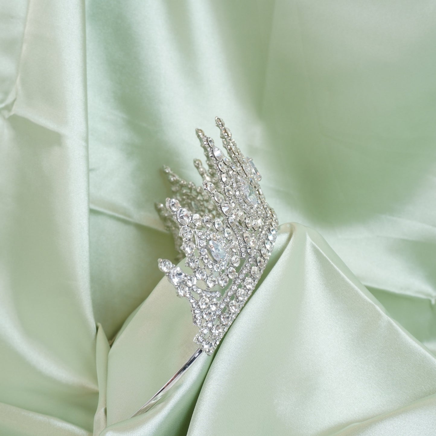 Baroque Queen Tiara for Wedding Pageant Prom Headpieces crown, Silver Crystal Headdress