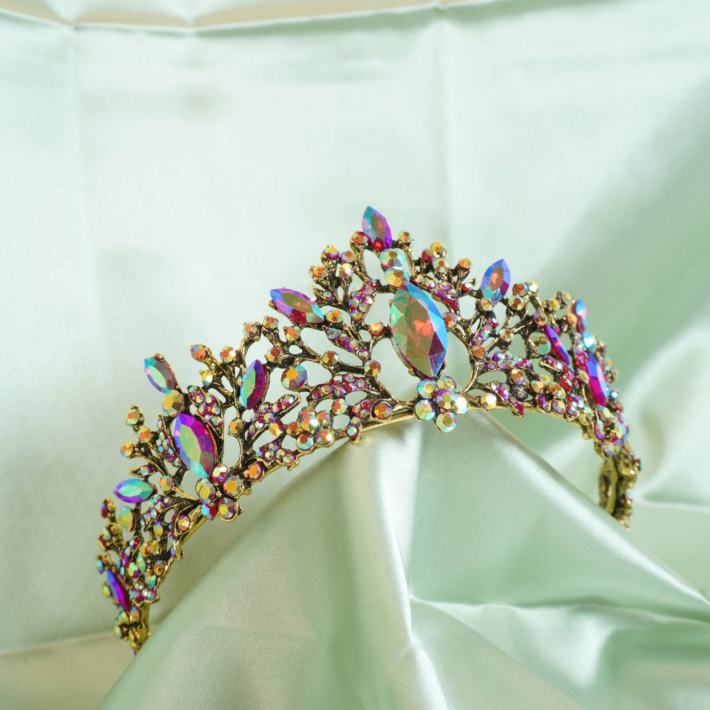 Baroque Crown for Girls, Ideal Gift for Black Swan Witch Costume Show Party Prom Birthday, Crystal Rhinestone Crown