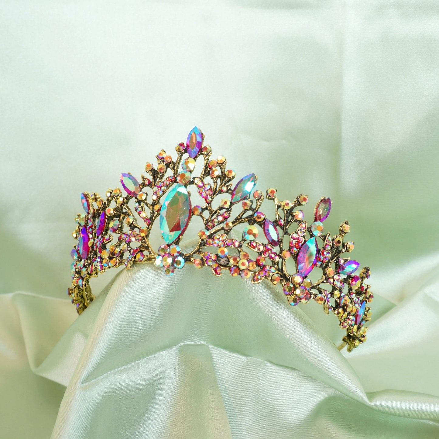 Baroque Crown for Girls, Ideal Gift for Black Swan Witch Costume Show Party Prom Birthday, Crystal Rhinestone Crown