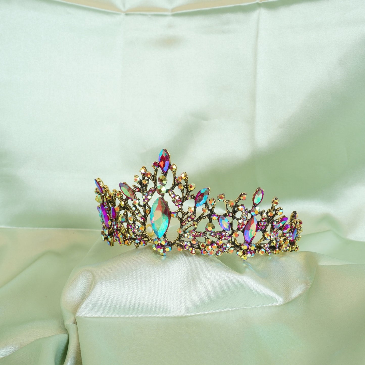 Baroque Crown for Girls, Ideal Gift for Black Swan Witch Costume Show Party Prom Birthday, Crystal Rhinestone Crown