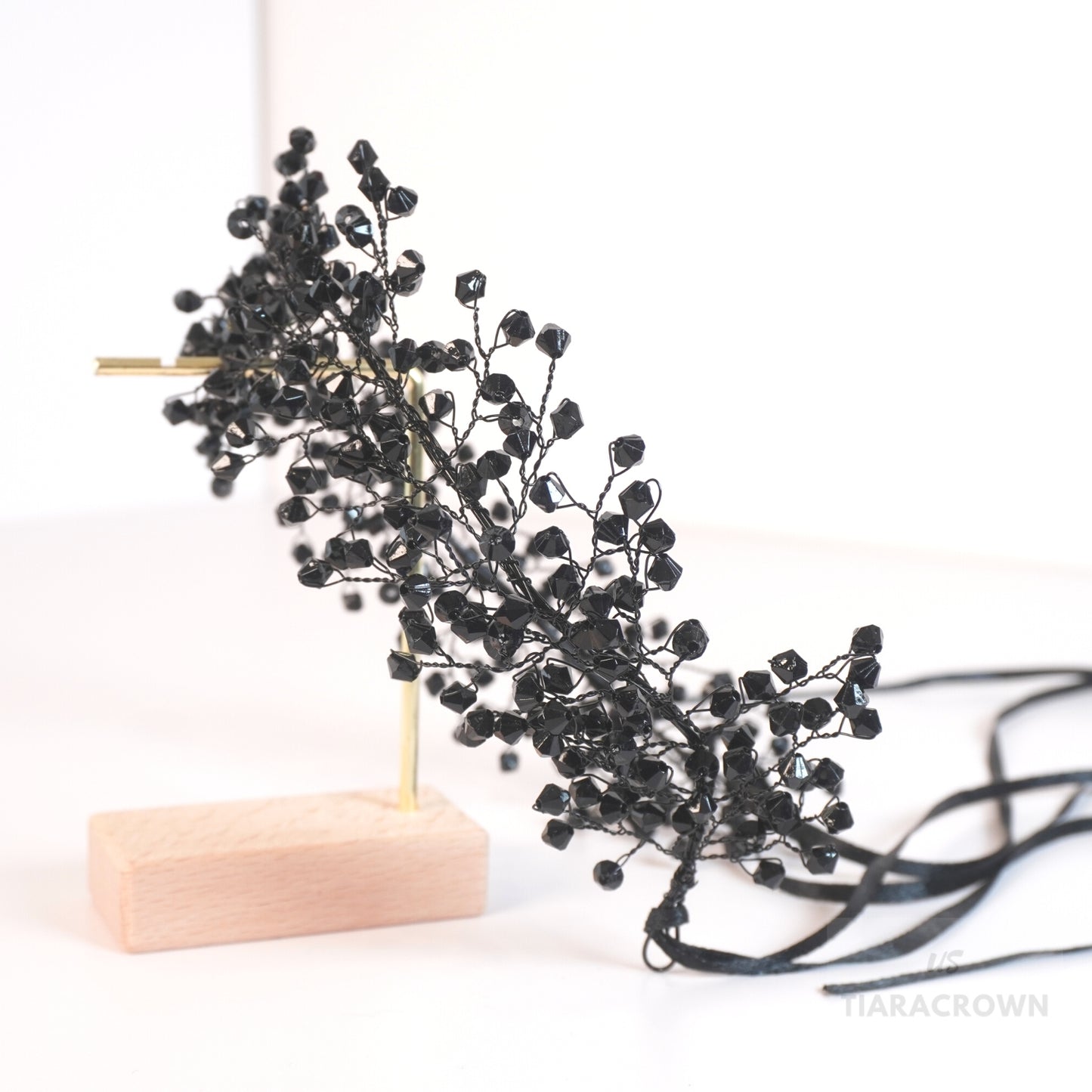 Black Bridal Headpieces for Wedding Headband Bride Hair Pieces Crystal Flower Girl Hair Accessories
